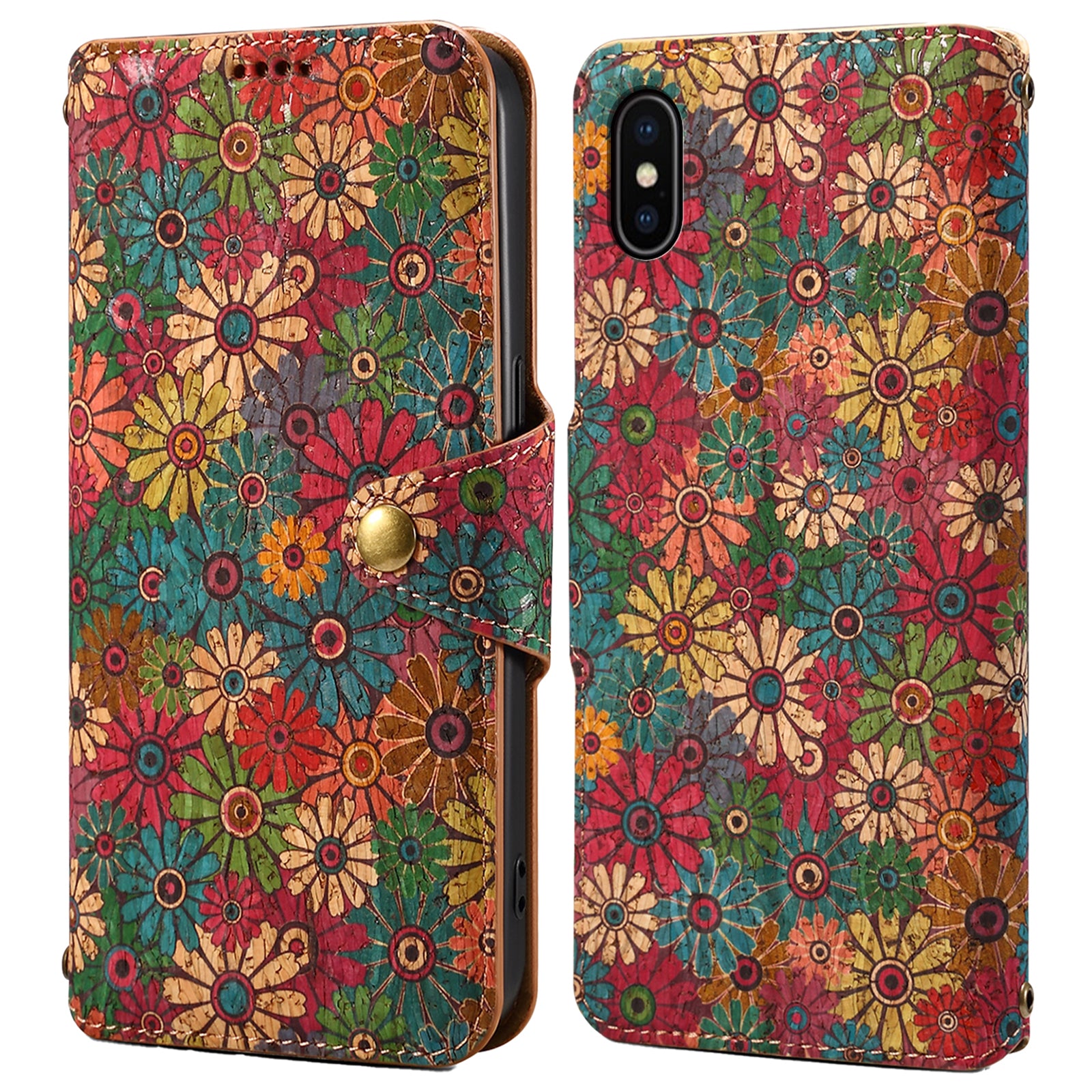 For iPhone X / XS Case Leather Wallet Phone Cover Seasonal Flower Printing For iPhone X / XS Case Leather Wallet Phone Cover Seasonal Flower Printing